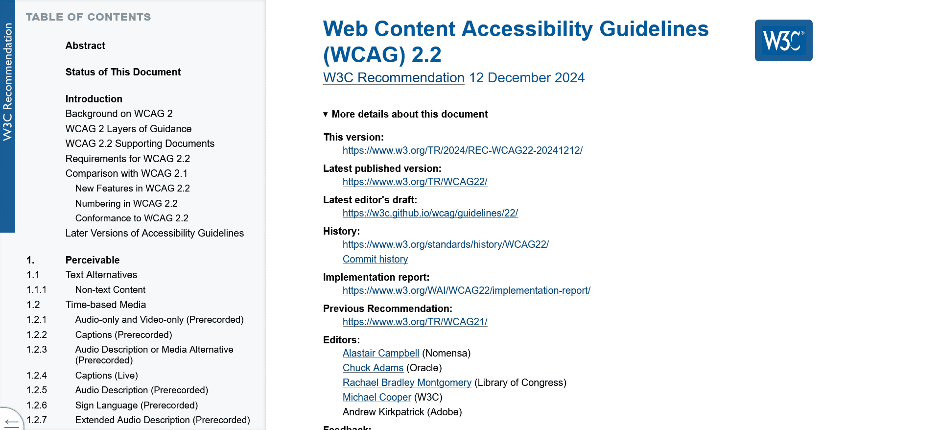 Web Content Accessibility Guidelines (WCAG) 2.2