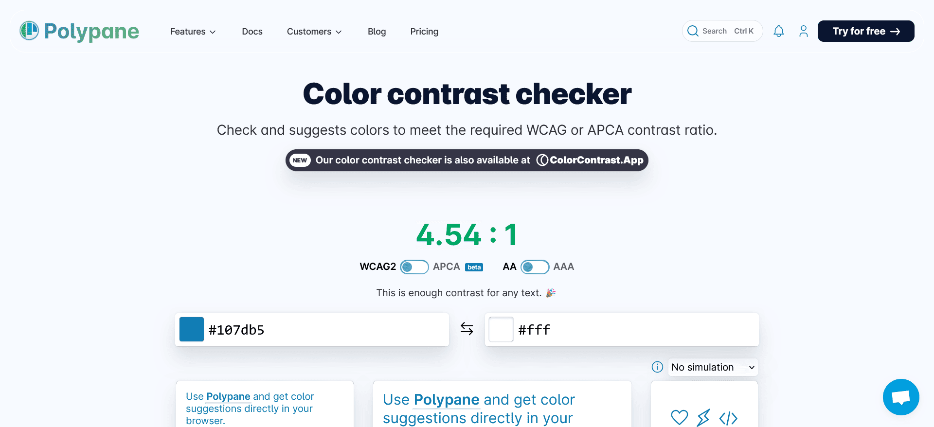 Color contrast checker by Polypane