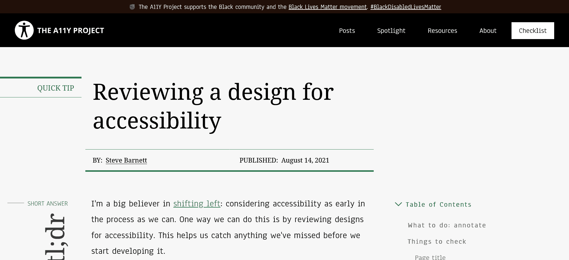 Reviewing a design for accessibility